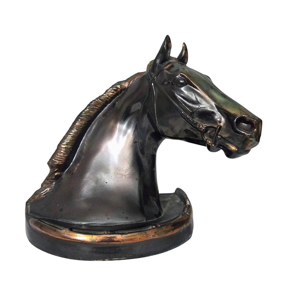 Gladys Brown Dodge Inc Horse Head Bookend Bronze Clad Equestrian Bust Vintage